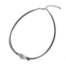 Silver 925 Black Rhodium Plated Italian Necklace with Micro Pave CZ Curved Accent - ITN00119BLK-RH | Silver Palace Inc.