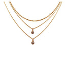 Silver 925 Rose Gold Plated Triple Chain with 2 Small CZ Pendants - ITN00124RGP | Silver Palace Inc.