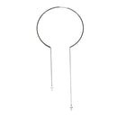 Silver 925 Cuff Wire Necklace with Asymmetrical Dangling Cross - ITN00129RH | Silver Palace Inc.