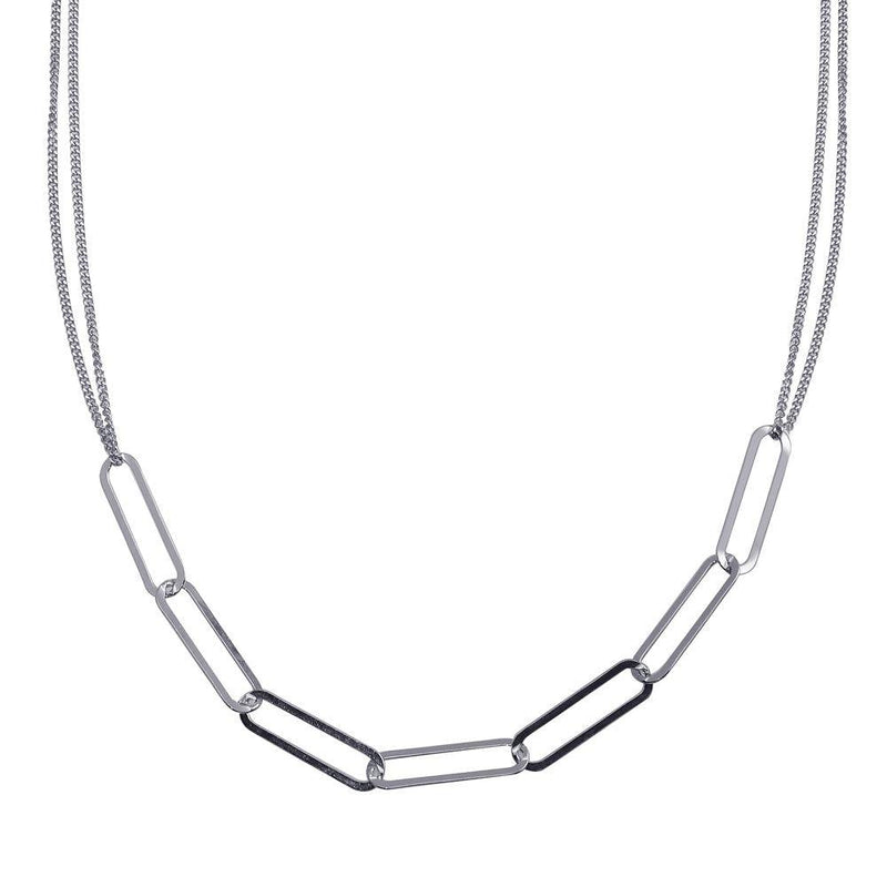 Silver 925 Rhodium Plated Thin Curb Link Necklace - ITN00136-RH | Silver Palace Inc.