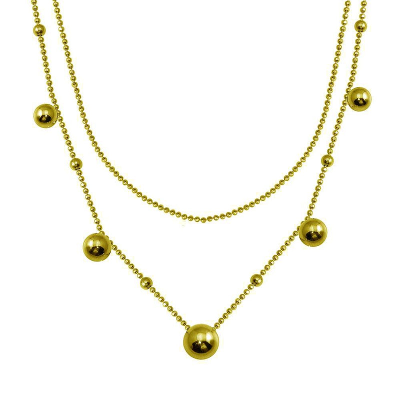 Silver 925 Gold Plated Multi Beaded Necklace - ITN00139-GP | Silver Palace Inc.
