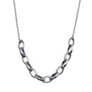 Rhodium Plated 925 Sterling Silver Large Oval Link Center Necklace  - ITN00142-RH | Silver Palace Inc.
