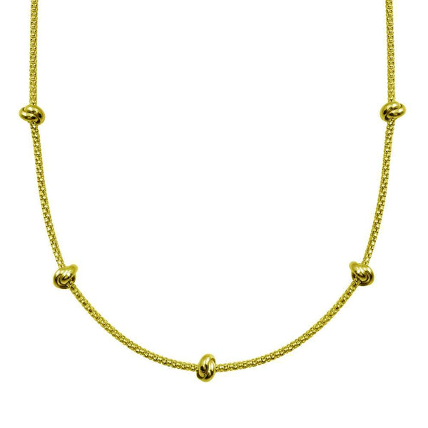 Silver 925 Gold Plated Correana Chain 5 Knot Charm Necklace - ITN00147-GP | Silver Palace Inc.