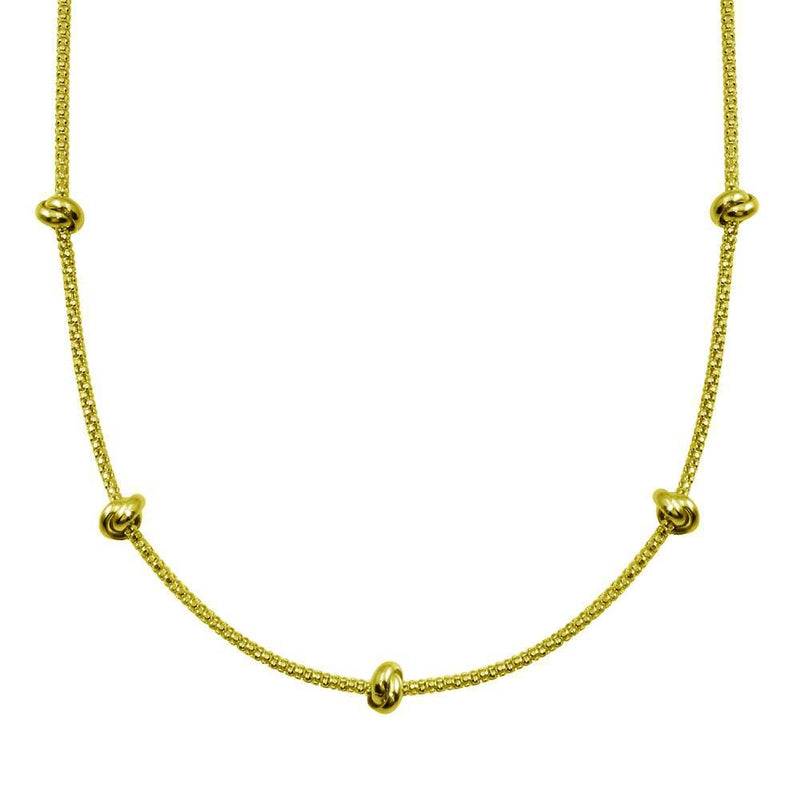 Silver 925 Gold Plated Correana Chain 5 Knot Charm Necklace - ITN00147-GP | Silver Palace Inc.