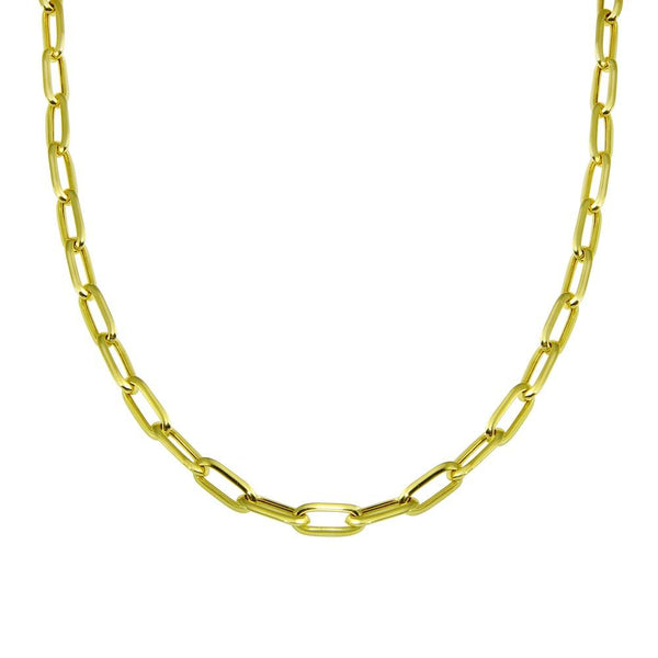 Silver 925 Gold Plated Paperclip Chain Necklace - ITN00150-GP | Silver Palace Inc.