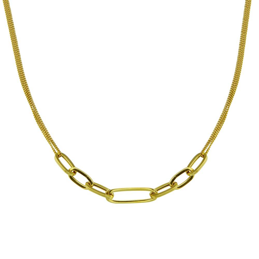 Silver 925 Gold Plated  Cuban Paperclip Chain Necklace - ITN00151-GP | Silver Palace Inc.