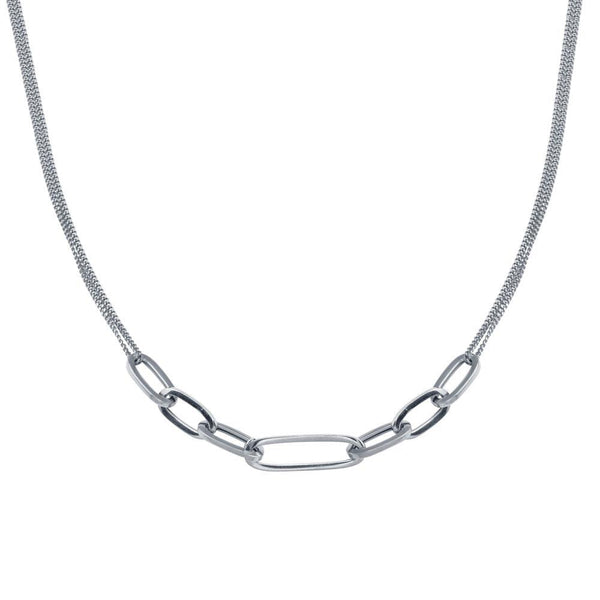 Silver 925 Rhodium Plated  Cuban Paperclip Chain Necklace - ITN00151-RH | Silver Palace Inc.