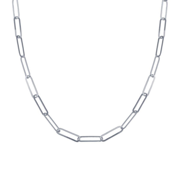 Silver 925 Rhodium Plated Paperclip Chain Necklace - ITN00153-RH | Silver Palace Inc.