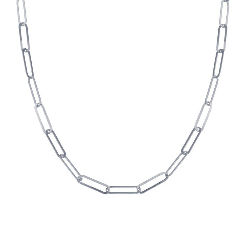 Rhodium Plated 925 Sterling Silver Paperclip Chain Necklace - ITN00153-RH | Silver Palace Inc.
