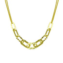 Silver 925 Gold Plated Paperclip Chain Textured Necklace - ITN00155-GP | Silver Palace Inc.