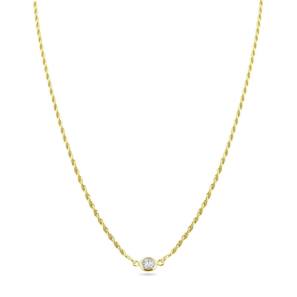 Silver 925 Gold Plated Rope Clear CZ Adjustable Link Necklace - ITN00160-GP | Silver Palace Inc.