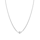 Rhodium Plated 925 Sterling Silver Rope Clear CZ Adjustable Link Necklace - ITN00160-RH | Silver Palace Inc.