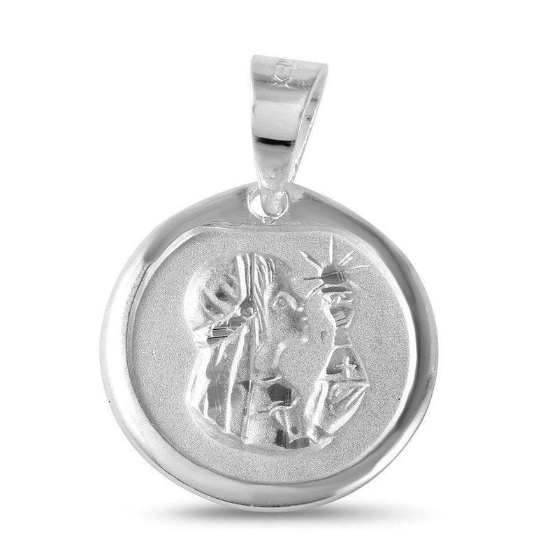 Silver 925 High Polished DC Communion Medallion Matte Finish for Girl - JCA012-10 | Silver Palace Inc.