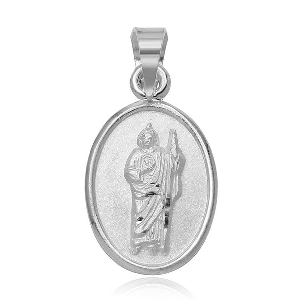 Silver 925 High Polished St. Jude Medallion Charm Pendant - JCA017-5 | Silver Palace Inc.