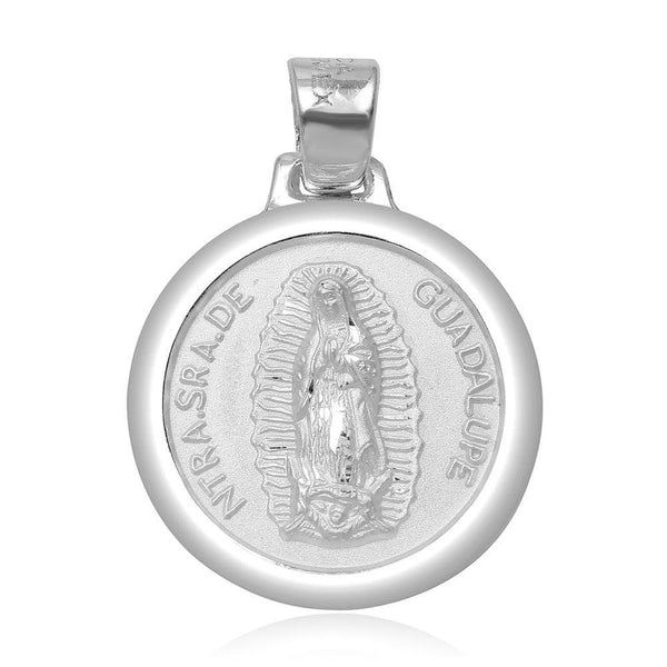 Silver 925 High Polished Our Lady Of Guadalupe Round Charm Pendant - JCA019-1 | Silver Palace Inc.