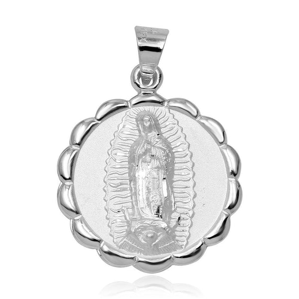 Silver 925 High Polished Our Lady of Guadalupe Wave Edge Charm Pendant - JCA021-1 | Silver Palace Inc.