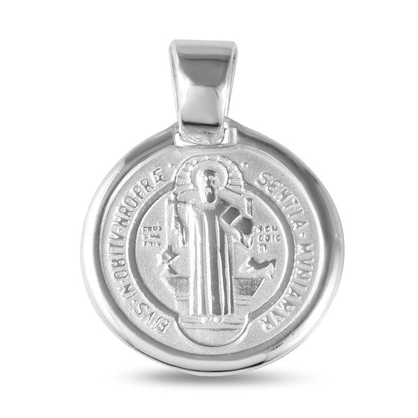 Silver 925 High Polished St. Benedict Medallion 18mm - JCA027-BL15 | Silver Palace Inc.