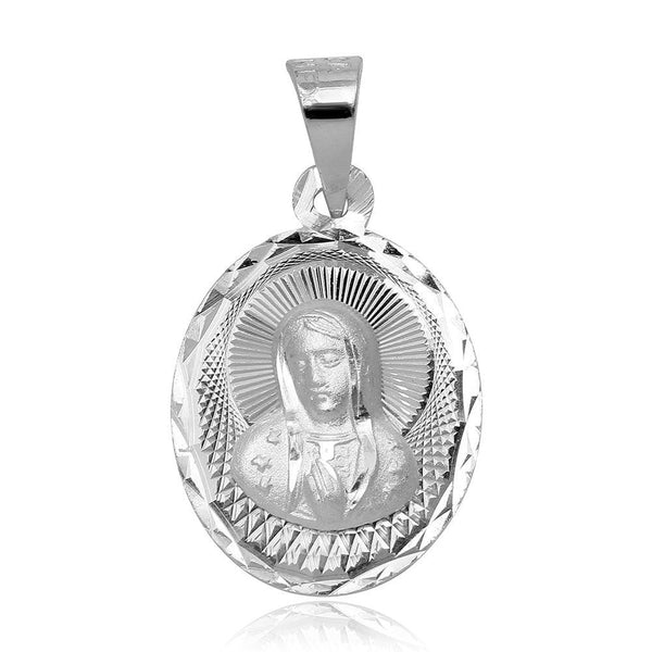 Silver 925 High Polished DC Lady of Guadalupe Medallion Charm - JCA037-2 | Silver Palace Inc.
