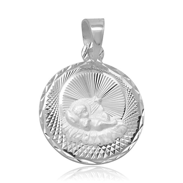 Silver 925 High Polished DC Baptism Medallion Charm - JCA038-7 | Silver Palace Inc.
