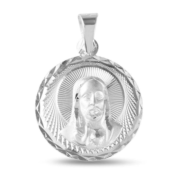 Silver 925 High Polished Diamond Cut Jesus Medallion - JCA041-3 | Silver Palace Inc.