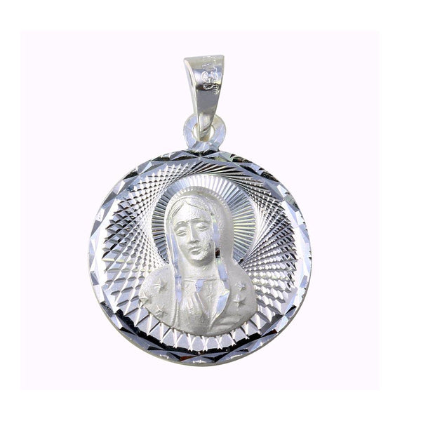 Silver 925 High Polished Diamond Cut Guadalupe Medallion - JCA041-2 | Silver Palace Inc.