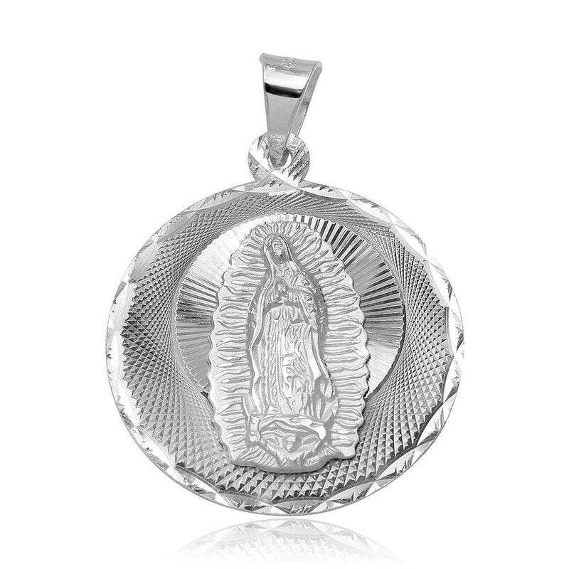 Silver 925 High Polished DC Our Lady of Guadalupe Round Medallion Charm Pendant - JCA045-1 | Silver Palace Inc.