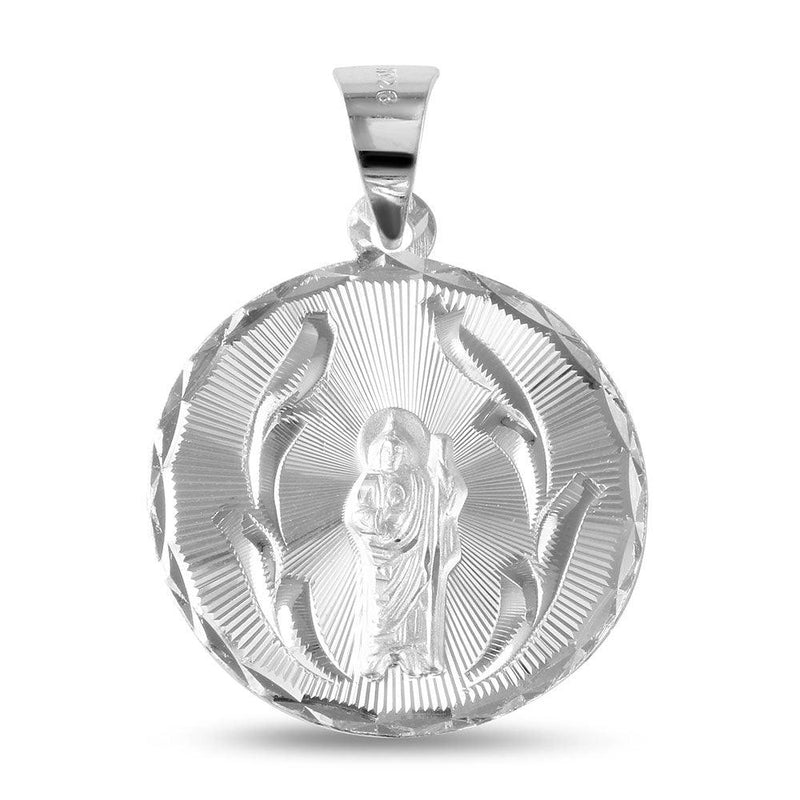 Silver 925 High Polished Diamond Cut Saint Jude Round Medallion - JCA059-5 | Silver Palace Inc.