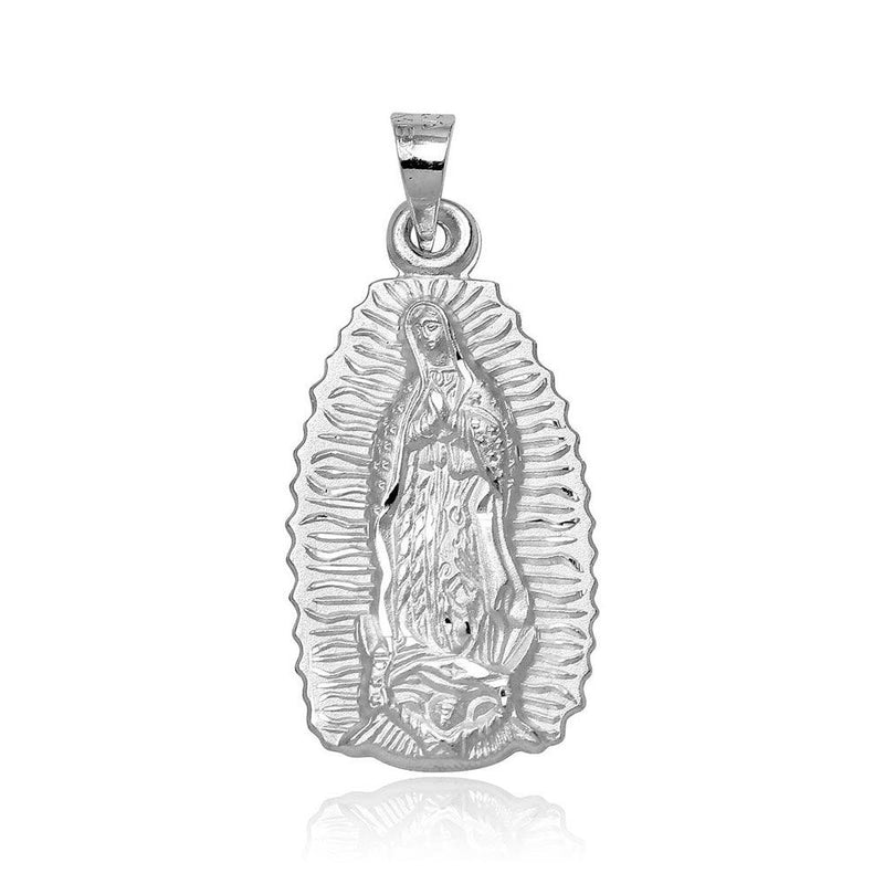 Silver 925 High Polished Small Our Lady of Guadalupe Pendant - JCA068-1 | Silver Palace Inc.