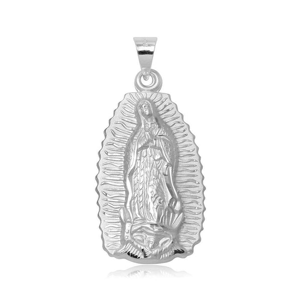 Silver 925 High Polished Medium Our Lady of Guadalupe Pendant - JCA069-1 | Silver Palace Inc.