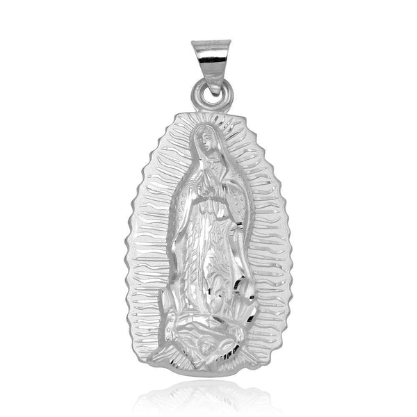 Silver 925 High Polished Large Our Lady of Guadalupe Pendant - JCA070-1 | Silver Palace Inc.