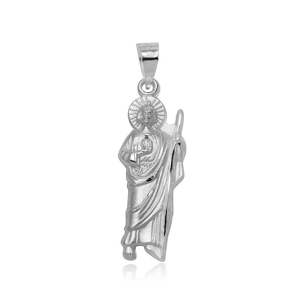 Silver 925 High Polished Small St. Jude Charm Pendant - JCA071-1 | Silver Palace Inc.