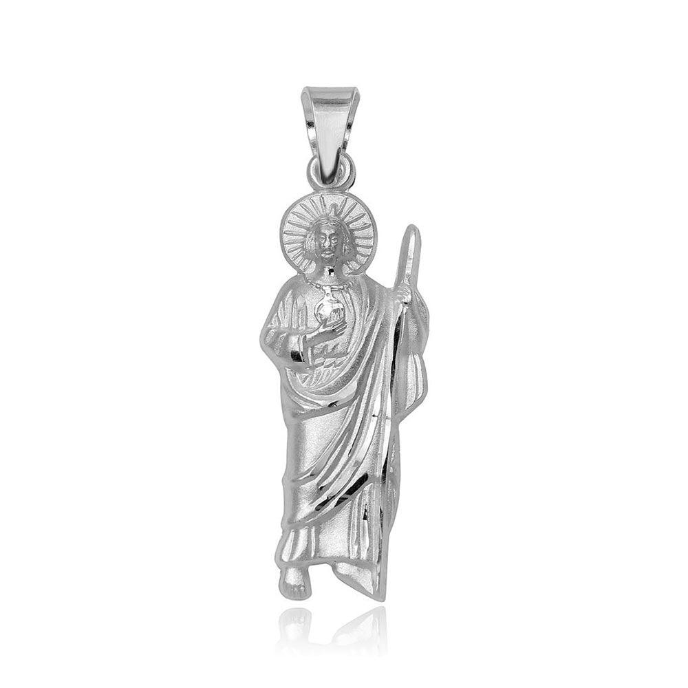 Silver 925 High Polished Medium St. Jude Charm Pendant - JCA072-1 | Silver Palace Inc.