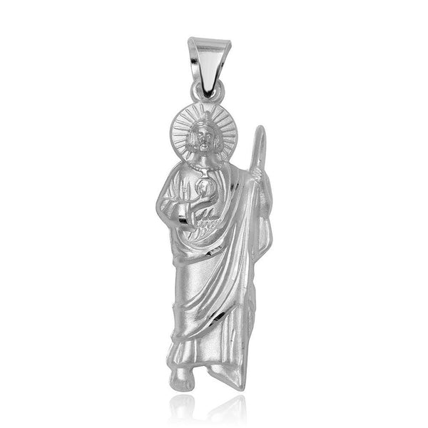 Silver 925 High Polished Large St. Jude Charm Pendant - JCA073-1 | Silver Palace Inc.