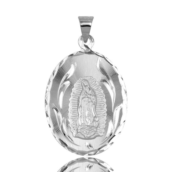 Silver 925 High Polished DC Oval Lady of Guadalupe Medallion Pendant - JCA099-1 | Silver Palace Inc.