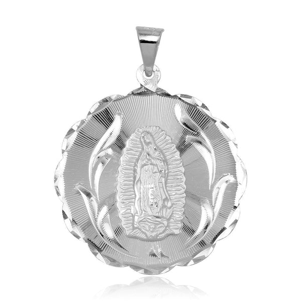 Silver 925 High Polished DC Round Lady of Guadalupe Medallion Pendant - JCA100-1 | Silver Palace Inc.