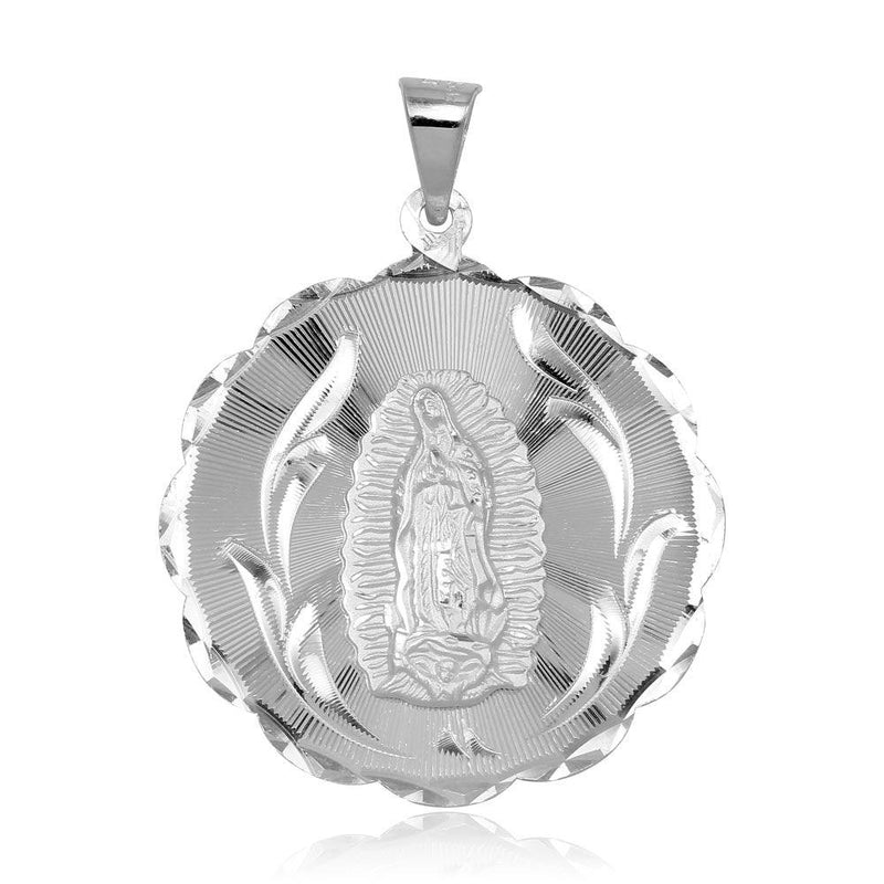 Silver 925 High Polished DC Round Lady of Guadalupe Medallion Pendant - JCA100-1 | Silver Palace Inc.