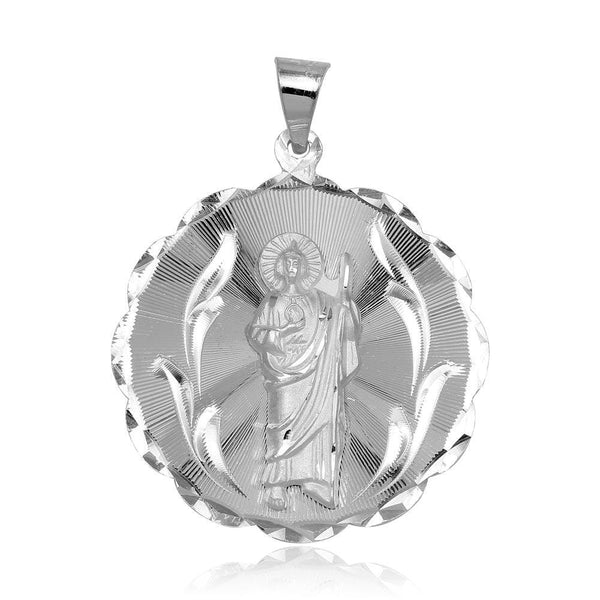 Silver 925 High Polished DC Round St. Jude Medallion Pendant - JCA100-5 | Silver Palace Inc.