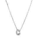 Silver 925 Rhodium Plated Small Initial C Necklace - JCP00001-C | Silver Palace Inc.