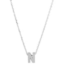 Silver 925 Rhodium Plated Small Initial N Necklace - JCP00001-N | Silver Palace Inc.
