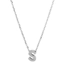 Silver 925 Rhodium Plated Small Initial S Necklace - JCP00001-S | Silver Palace Inc.