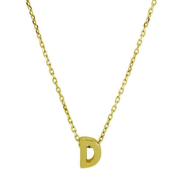 Silver 925 Gold Plated Small Initial D Necklace - JCP00001GP-D | Silver Palace Inc.