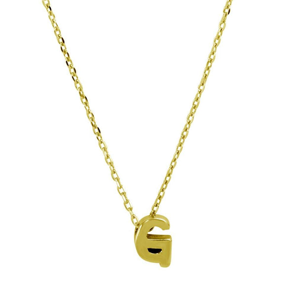 Silver 925 Gold Plated Small Initial G Necklace - JCP00001GP-G | Silver Palace Inc.