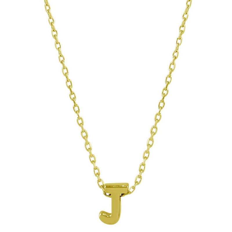 Silver 925 Gold Plated Small Initial J Necklace - JCP00001GP-J | Silver Palace Inc.
