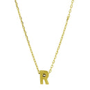 Silver 925 Gold Plated Small Initial R Necklace - JCP00001GP-R | Silver Palace Inc.