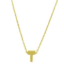 Silver 925 Gold Plated Small Initial T Necklace - JCP00001GP-T | Silver Palace Inc.