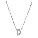Silver 925 Rhodium Plated Small Initial D Necklace - JCP00001-D | Silver Palace Inc.
