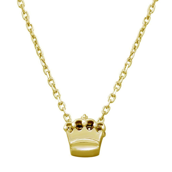 Silver 925 Gold Plated Mini Crown Pendant Necklace - JCP00003GP | Silver Palace Inc.