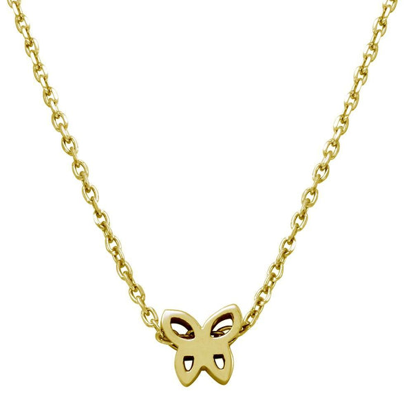 Silver 925 Gold Plated Mini Butterfly Pendant Necklace - JCP00004GP | Silver Palace Inc.