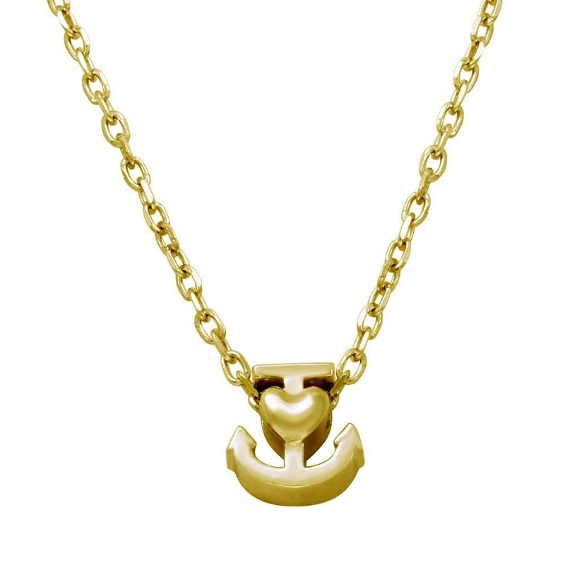 Silver 925 Gold Plated Mini Anchor Pendant Necklace - JCP00005GP | Silver Palace Inc.