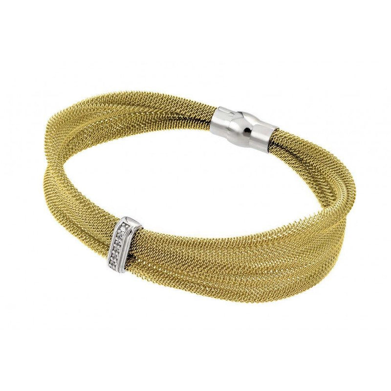 Closeout-Silver 925 Gold Plated Mesh Italian Bracelet - JPB00003 | Silver Palace Inc.